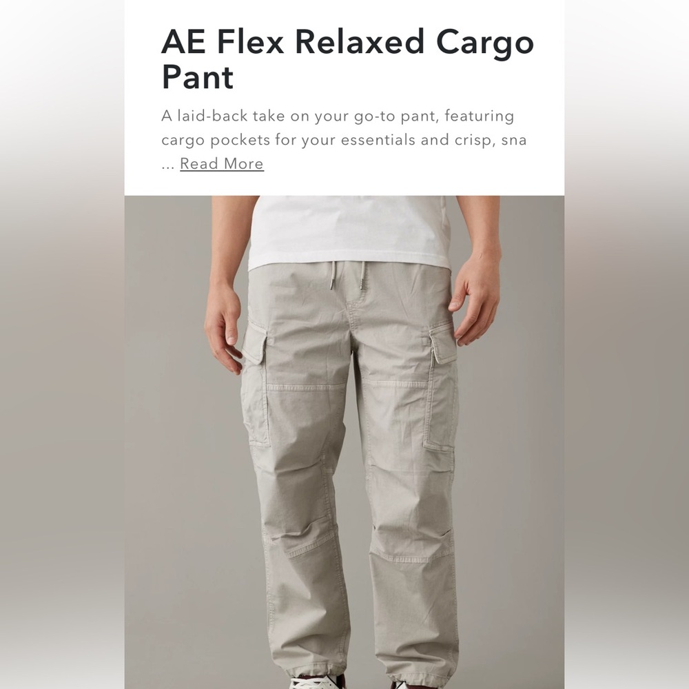 American Eagle Outfitters Stone Gray Cargo Pants-Small Tall.